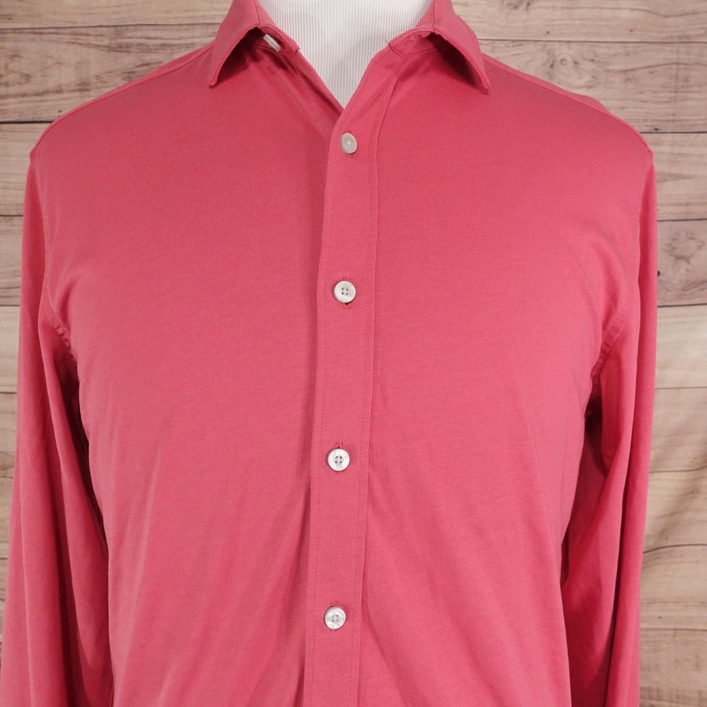 UNTUCKit Shirt‎ Mens M Red Long Sleeve Button-Up Jersey Cotton Regular Fit